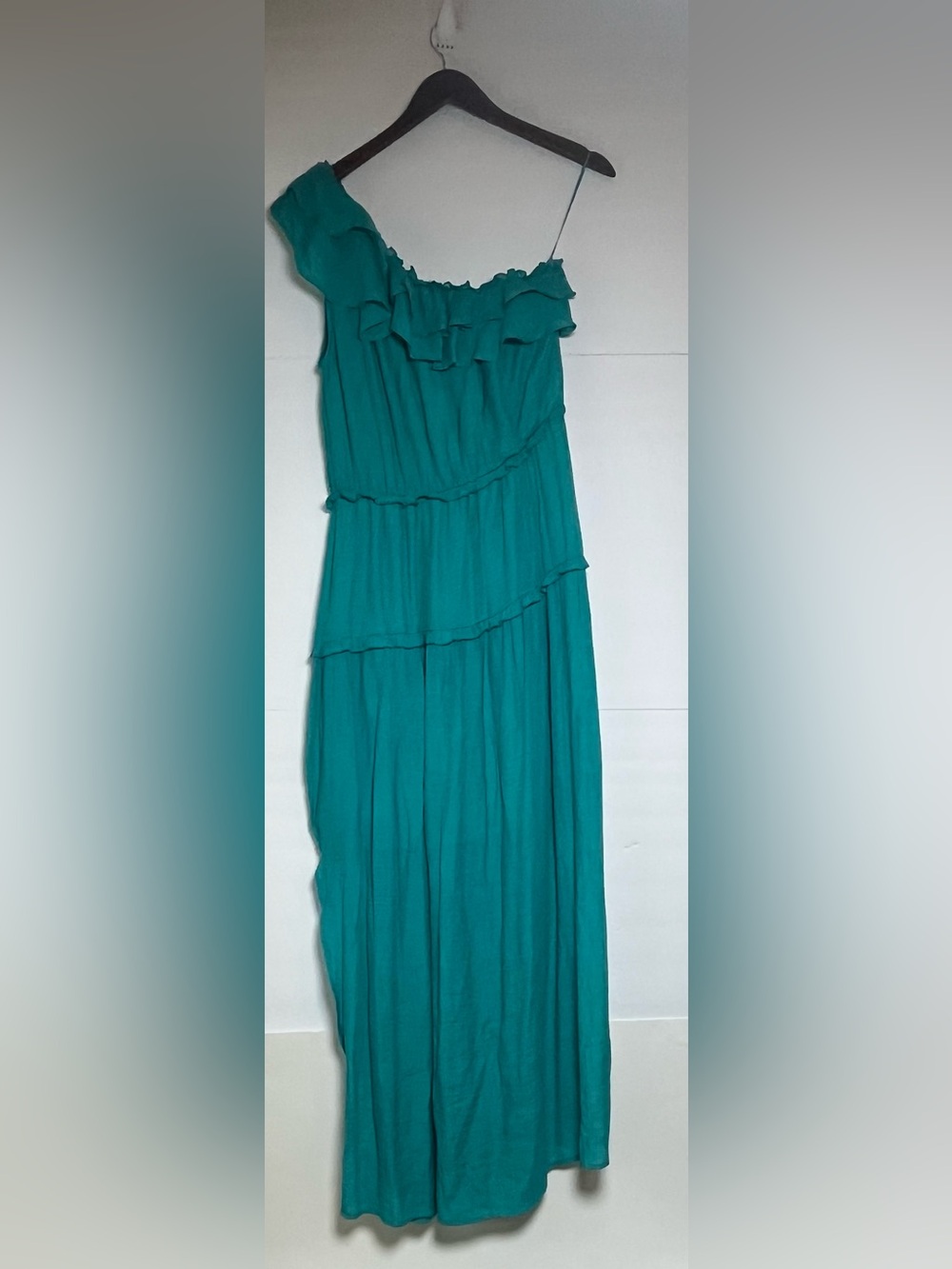 Perfectly Priscilla One-Shoulder Teal Tiered Maxi Dress - Women's Summer Maxi XL
